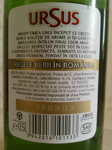 Ursus Premium back label